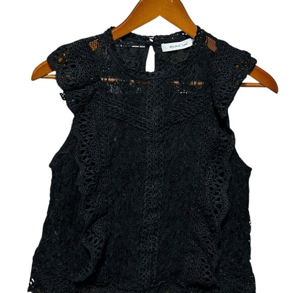 Mustard Seed Womens S Black Lace Sleeveless Coquette Feminine Romantic Boho - Picture 5 of 11